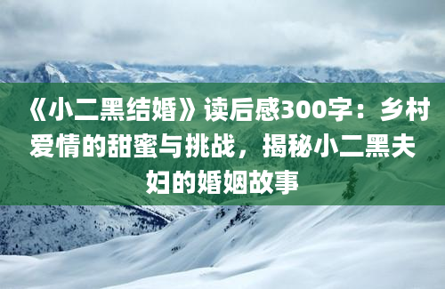 《小二黑结婚》读后感300字：乡村爱情的甜蜜与挑战，揭秘小二黑夫妇的婚姻故事