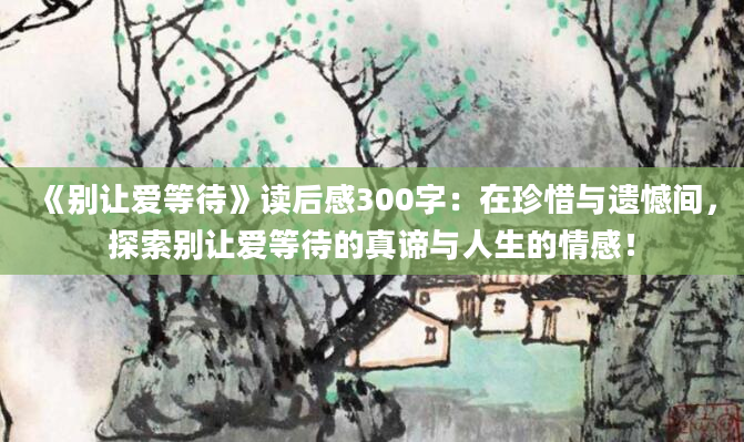 《别让爱等待》读后感300字：在珍惜与遗憾间，探索别让爱等待的真谛与人生的情感！