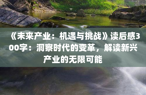 《未来产业：机遇与挑战》读后感300字：洞察时代的变革，解读新兴产业的无限可能