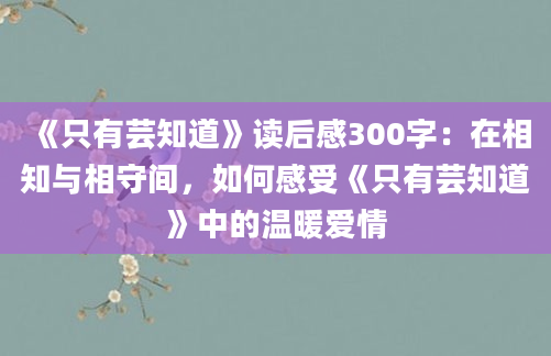 《只有芸知道》读后感300字：在相知与相守间，如何感受《只有芸知道》中的温暖爱情