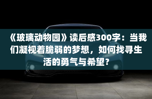 《玻璃动物园》读后感300字：当我们凝视着脆弱的梦想，如何找寻生活的勇气与希望？