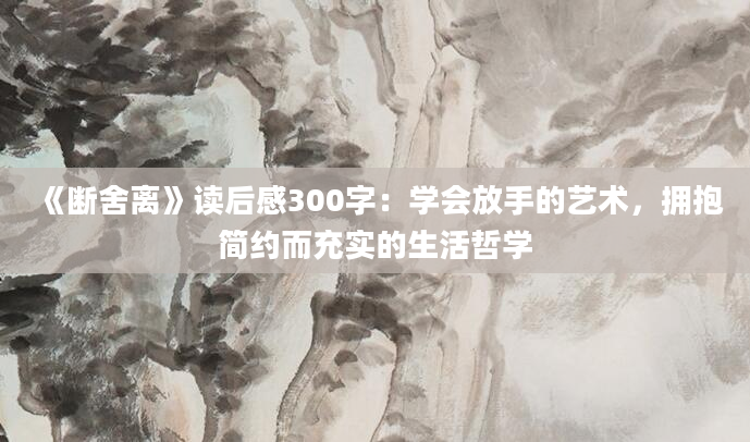 《断舍离》读后感300字：学会放手的艺术，拥抱简约而充实的生活哲学