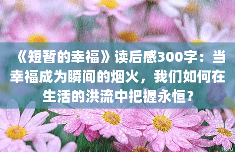 《短暂的幸福》读后感300字：当幸福成为瞬间的烟火，我们如何在生活的洪流中把握永恒？