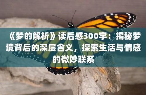 《梦的解析》读后感300字：揭秘梦境背后的深层含义，探索生活与情感的微妙联系