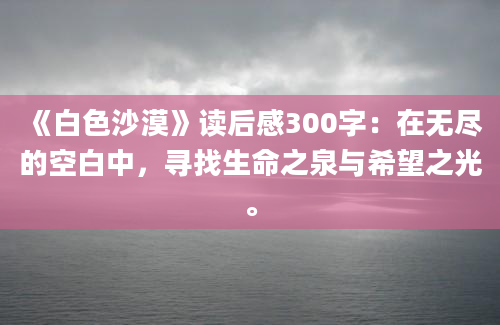 《白色沙漠》读后感300字：在无尽的空白中，寻找生命之泉与希望之光。