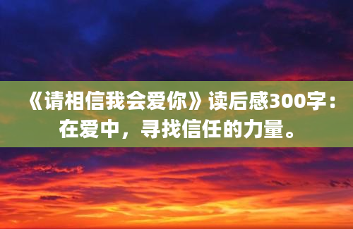 《请相信我会爱你》读后感300字：在爱中，寻找信任的力量。