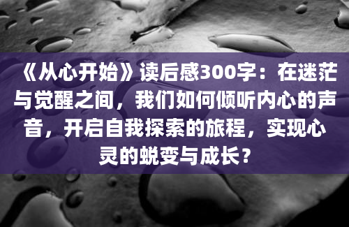 《从心开始》读后感300字：在迷茫与觉醒之间，我们如何倾听内心的声音，开启自我探索的旅程，实现心灵的蜕变与成长？