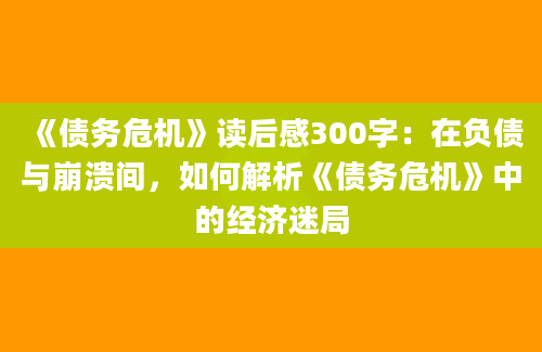 《债务危机》读后感300字：在负债与崩溃间，如何解析《债务危机》中的经济迷局