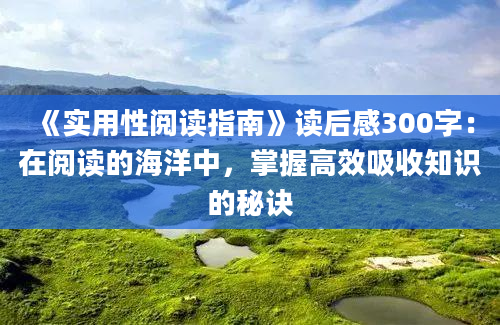 《实用性阅读指南》读后感300字：在阅读的海洋中，掌握高效吸收知识的秘诀