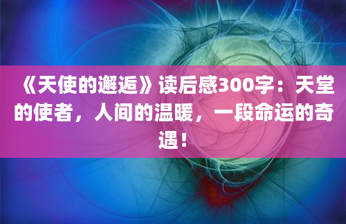 《天使的邂逅》读后感300字：天堂的使者，人间的温暖，一段命运的奇遇！