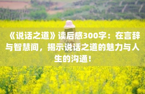 《说话之道》读后感300字：在言辞与智慧间，揭示说话之道的魅力与人生的沟通！