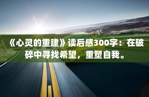 《心灵的重建》读后感300字：在破碎中寻找希望，重塑自我。