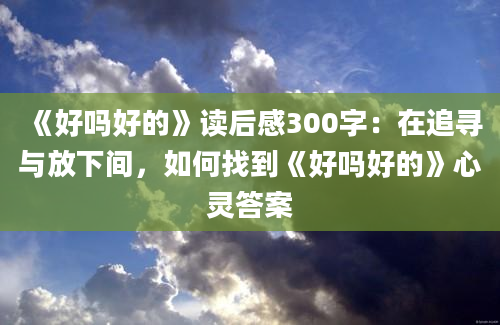 《好吗好的》读后感300字：在追寻与放下间，如何找到《好吗好的》心灵答案