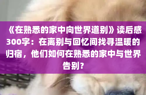 《在熟悉的家中向世界道别》读后感300字：在离别与回忆间找寻温暖的归宿，他们如何在熟悉的家中与世界告别？