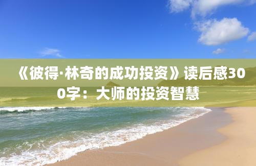 《彼得·林奇的成功投资》读后感300字：大师的投资智慧