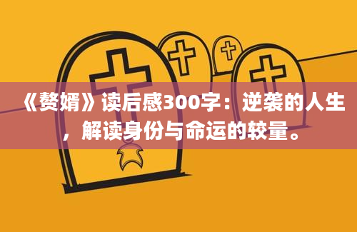 《赘婿》读后感300字：逆袭的人生，解读身份与命运的较量。