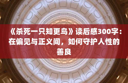 《杀死一只知更鸟》读后感300字：在偏见与正义间，如何守护人性的善良