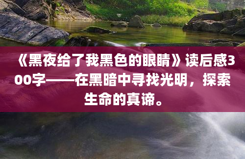 《黑夜给了我黑色的眼睛》读后感300字——在黑暗中寻找光明，探索生命的真谛。