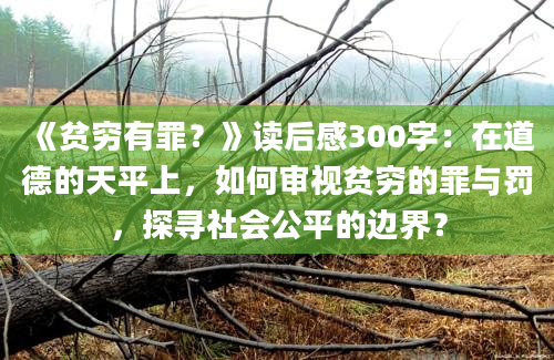 《贫穷有罪？》读后感300字：在道德的天平上，如何审视贫穷的罪与罚，探寻社会公平的边界？