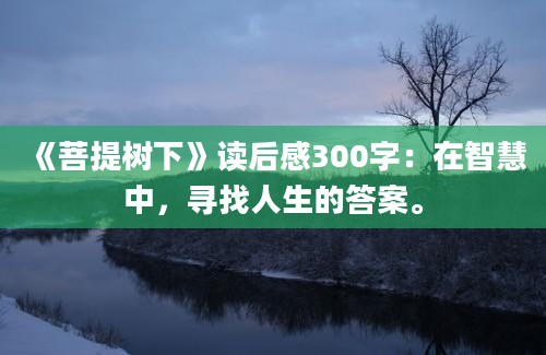 《菩提树下》读后感300字：在智慧中，寻找人生的答案。