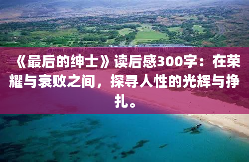 《最后的绅士》读后感300字：在荣耀与衰败之间，探寻人性的光辉与挣扎。