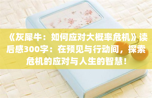 《灰犀牛：如何应对大概率危机》读后感300字：在预见与行动间，探索危机的应对与人生的智慧！