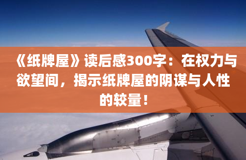 《纸牌屋》读后感300字：在权力与欲望间，揭示纸牌屋的阴谋与人性的较量！