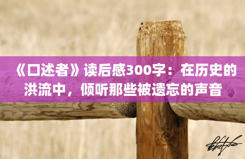 《口述者》读后感300字：在历史的洪流中，倾听那些被遗忘的声音