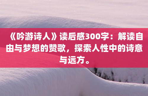 《吟游诗人》读后感300字：解读自由与梦想的赞歌，探索人性中的诗意与远方。