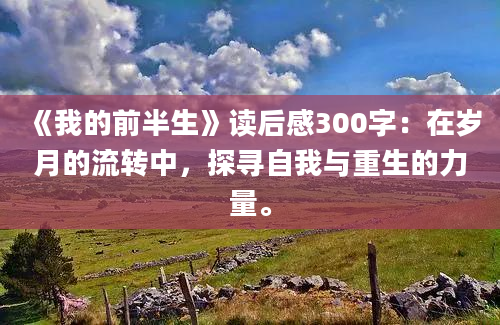 《我的前半生》读后感300字：在岁月的流转中，探寻自我与重生的力量。