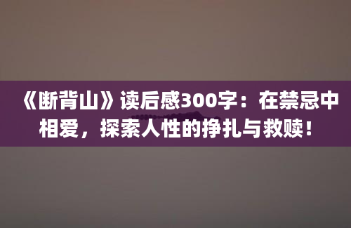 《断背山》读后感300字：在禁忌中相爱，探索人性的挣扎与救赎！