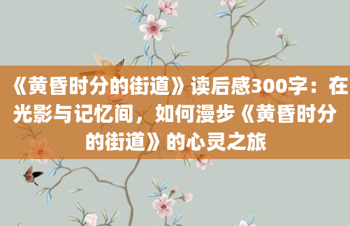 《黄昏时分的街道》读后感300字：在光影与记忆间，如何漫步《黄昏时分的街道》的心灵之旅