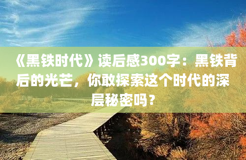 《黑铁时代》读后感300字：黑铁背后的光芒，你敢探索这个时代的深层秘密吗？