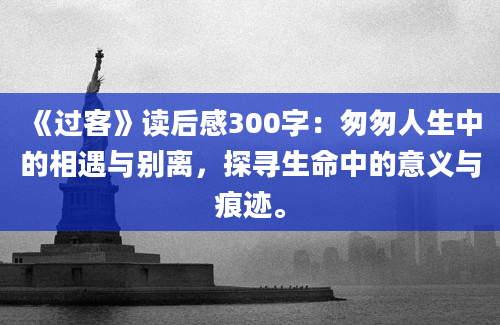 《过客》读后感300字：匆匆人生中的相遇与别离，探寻生命中的意义与痕迹。