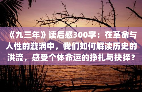 《九三年》<a href=https://www.baixuetang.com target=_blank class=infotextkey>读后感</a>300字：在革命与人性的漩涡中，我们如何解读<a href=https://www.baixuetang.com/tag/lishi.html target=_blank class=infotextkey>历史</a>的洪流，感受个体命运的挣扎与<a href=https://www.baixuetang.com/tag/jueze.html target=_blank class=infotextkey>抉择</a>？