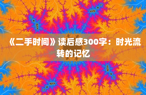 《二手时间》读后感300字：时光流转的记忆