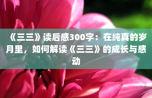 《三三》读后感300字：在纯真的岁月里，如何解读《三三》的成长与感动