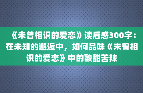 《未曾相识的爱恋》读后感300字：在未知的邂逅中，如何品味《未曾相识的爱恋》中的酸甜苦辣