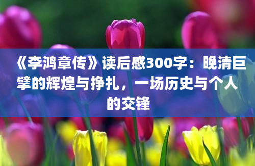 《李鸿章传》读后感300字：晚清巨擘的辉煌与挣扎，一场历史与个人的交锋