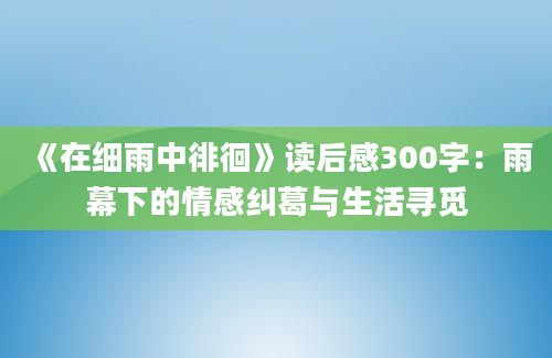 《在细雨中徘徊》读后感300字：雨幕下的情感纠葛与生活寻觅