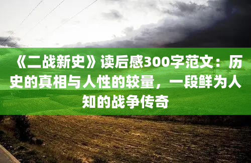 《二战新史》读后感300字范文：历史的真相与人性的较量，一段鲜为人知的战争传奇