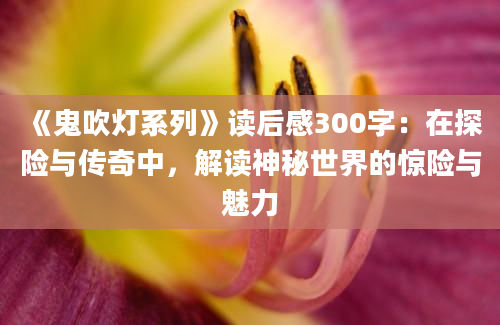 《鬼吹灯系列》读后感300字：在探险与传奇中，解读神秘世界的惊险与魅力