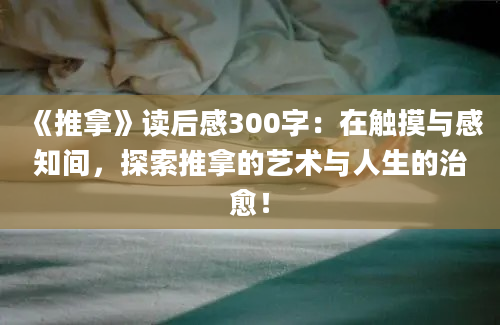 《推拿》读后感300字：在触摸与感知间，探索推拿的艺术与人生的治愈！