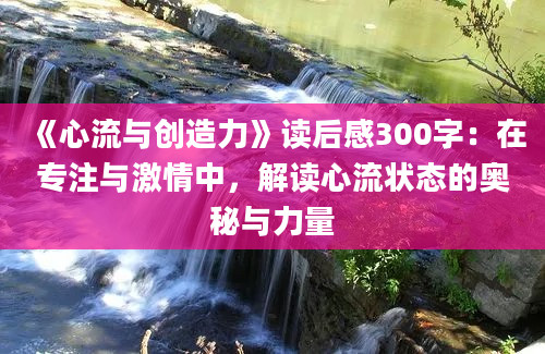 《心流与创造力》读后感300字：在专注与激情中，解读心流状态的奥秘与力量