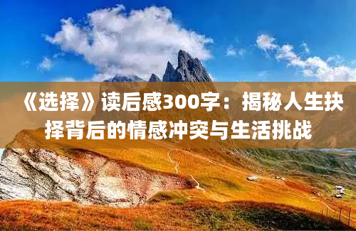 《选择》读后感300字：揭秘人生抉择背后的情感冲突与生活挑战