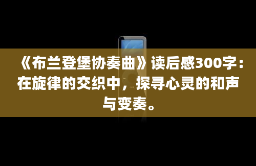 《布兰登堡协奏曲》读后感300字：在旋律的交织中，探寻心灵的和声与变奏。