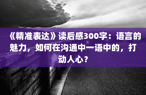 《精准表达》读后感300字：语言的魅力，如何在沟通中一语中的，打动人心？