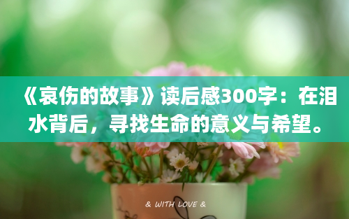 《哀伤的故事》读后感300字：在泪水背后，寻找生命的意义与希望。