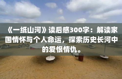 《一纸山河》读后感300字：解读家国情怀与个人命运，探索历史长河中的爱恨情仇。