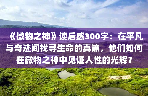 《微物之神》读后感300字：在平凡与奇迹间找寻生命的真谛，他们如何在微物之神中见证人性的光辉？